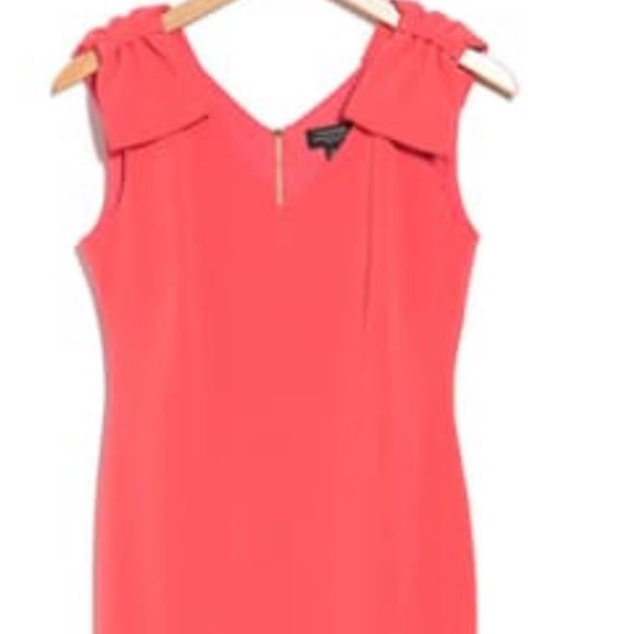 Tahari V- Neck Bow Shoulder Sheath Dress. Size 10p - Picture 7 of 14